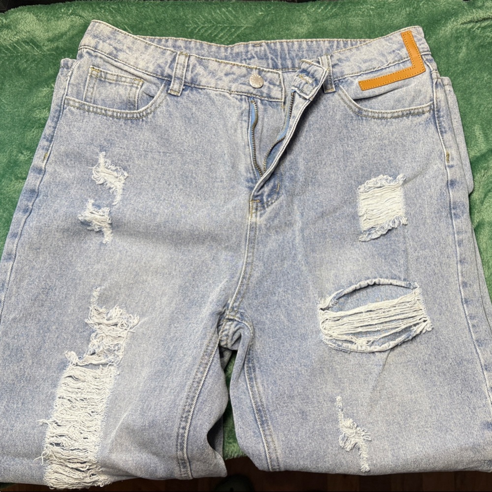SHEIN Blue Straight Leg Jeans